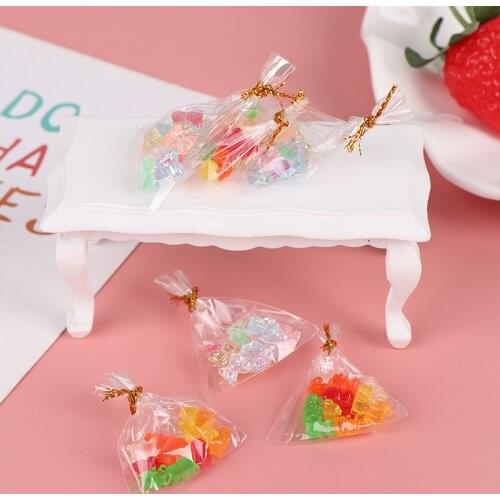 12Pcs/Bag 1:12 Dollhouse Miniature Bear Candy Food Dessert Sugar Candy Kitchen Toy