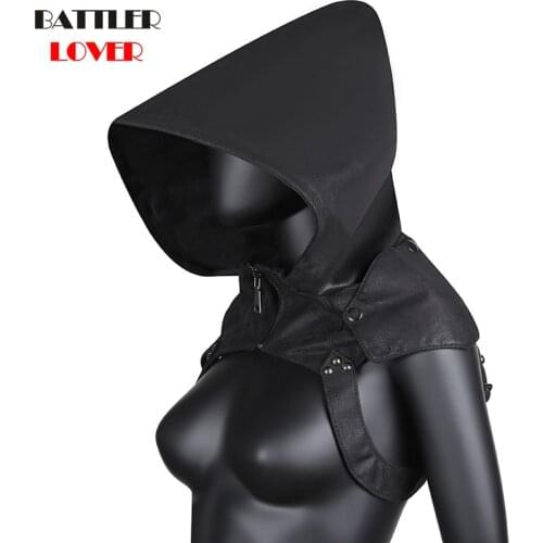 Men Hip Hop Hat Halloween Costumes Accessories Hats Males Headscarf Zipper Leather Costume Props Steampunk Dance Street Hoody