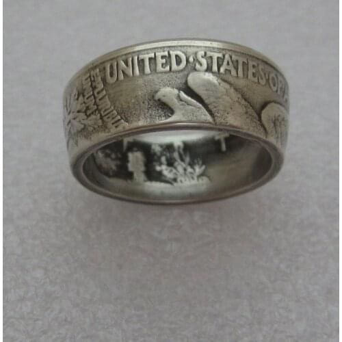 Walking Liberty Half Dollar Coin Rings Sterling Silver Handcraft Ring Vintage Handmade from Walking Liberty Coin Men Bands US Sizes 9-16