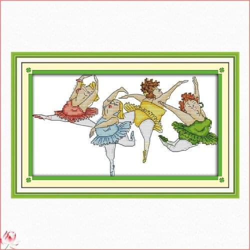 The Girls Dance Ballet Cross Stitch Kit 14CT 11CT Canvas Printed Fabric Embroidery Kit DIY Needlework Sewing Set Home Deco Craft