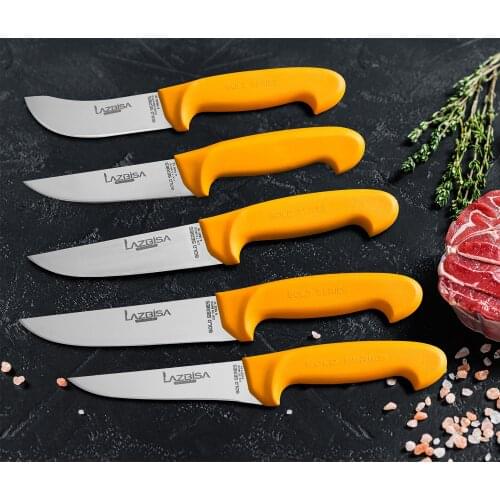 Lazbisa Knife Set Meat Bread Fruit Vegetable Knife Kitchen Knife Set Meat Sacrifice Butcher Knife Gold Series Set of 5 ( Y-S-0-1