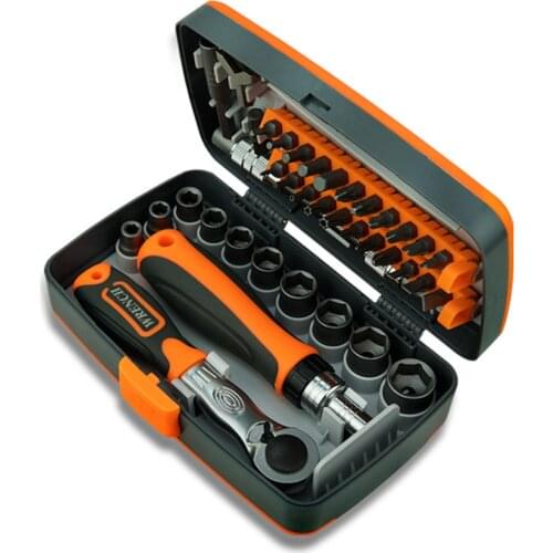 38 in 1 Hand Tools Set Box Mini Screwdriver Bit Car Repair Tool Professional Socket Wrench Ratchets Combo Kit Multitool for Auto