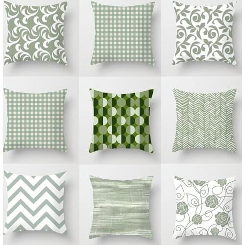 Geometric Pattern Pillowcase 45x45cm Square Green Series Sofa Cushion Cover For Living Room Decorative Pillow Cover Home Decor