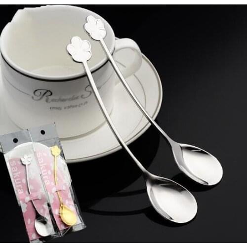 The new 304 stainless steel spoon cherry blossom coffee spoon ice cream spoon wedding gift