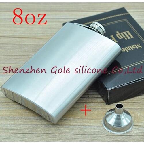 Wholesale 50pcs/lot Mini Portable 8oz Stainless Steel Hip Flask Liquor Whisky Alcohol Cap + Funnel Drinkware Hot Sale Gift