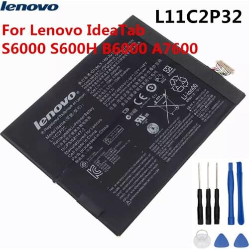 Genuine Replacement Battery L11C2P32 For Lenovo IdeaTab S6000 S600H B6000 A7600 6340mAh 4.2V 23Wh