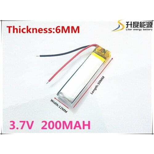 Polymer battery 200 mah 3.7V 601230 smart home MP3 speakers Li-ion battery for dvr,GPS,mp3,mp4,cell phone,speak