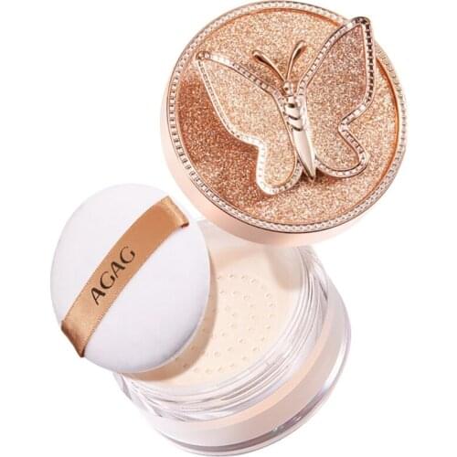 AGAG Butterfly Loose Powder Setting Powder Oil Control Non-Removing Makeup Waterproof Sweat-Proof Invisible Pore Powder