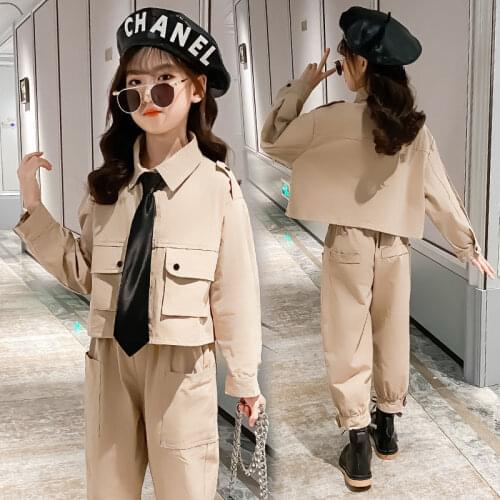 Toddler Baby Tracksuit Girl Clothes Sets Long Sleeve Tie Coats+Pants Outfit Kids Fashion Costume Children Clothes