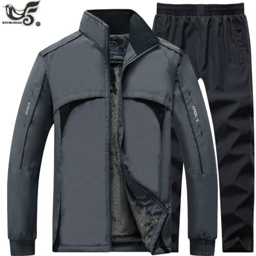 Winter Tracksuits Men Sets Thick wool Liner jackets+Pants Suit outwear men`s Hooded Sweatshirt Sportswear Set Male Sport Suits