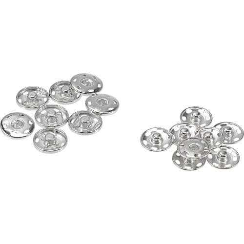 Uxcell Snap Buttons, 19mm Copper Sew-on Press Button Fastener for Leather Coat, Jeans, Bags and Clothing Silver Tone 50 Sets