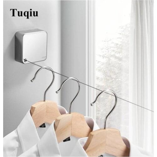 Portable Stainless Steel Retractable Clothesline Indoor Outdoor Laundry Hanger Clothes Dryer Organizer Clothes Drying Rack Rope