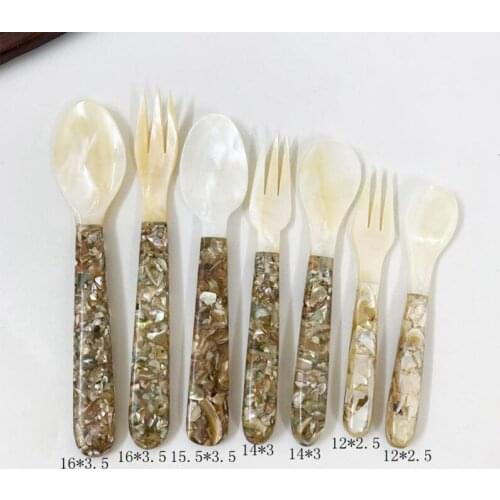 1PC Natural Shell Handmade Spoon Fork Delicate Kitchen Tableware Cream Dessert Spoons DIY Supplies