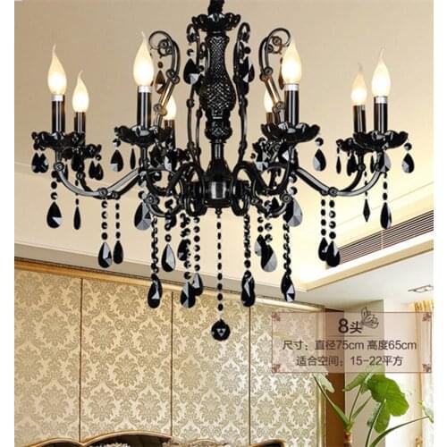 Vintage black Kitchen crystal lighting led candle chandelier lighting for home metal coffee house hanging light nordic Lamparas