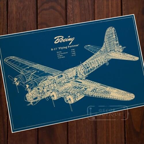 Boeing B-17 Flying Fortress Design WW2 propagada Vintage Retro Poster Decorative DIY Wall Canvas Sticker Posters Home Decor Gift