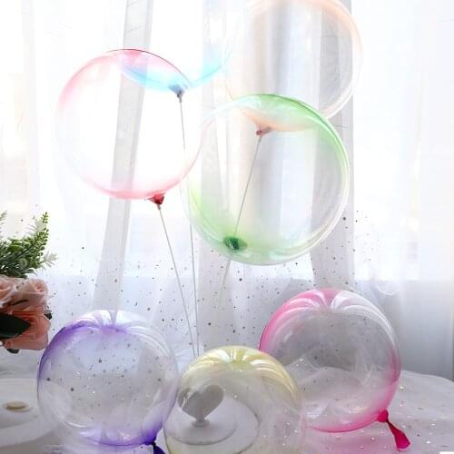 5pcs 18 Inch Color Crystal Balloon Double Layer Round Bobo Transparent Helium Balloon Birthday Party Wedding Baby Shower Decor