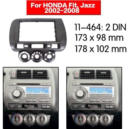 Top Quality Radio Fascia for HONDA Fit, Jazz(Manual Air-Conditioning)Stereo Fascia Dash CD Trim Installation Kit 11-464