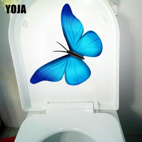 YOJA 21.1X21.1CM Beautiful Blue Butterfly Childern Bedroom Wall Sticker House Decoration Toilet Decal T1-2048