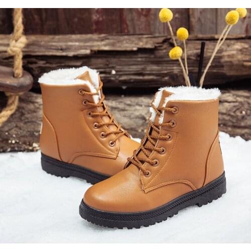 Women Winter Shoes Warmest Snow Boots 2019 British Classic PU Ankle Boots Female Thick Heel Motorcycle Boots Women Size 44