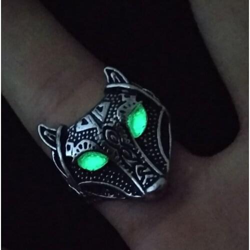Unique Nordic Viking Wolf Head Ring Luminous Ring Hip Hop Punk Open Finger Ring Motorcycle Party Men Women Jewelry Party Gifts