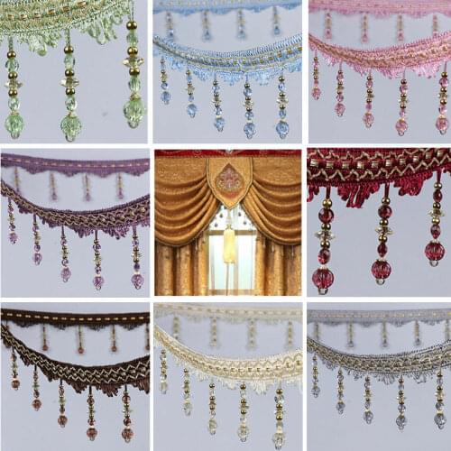 1m/string Curtain Trims Crystal Beaded Lace Fringe DIY Curtain Sewing Trim Tassel Edge Ribbon Decoration Accessories