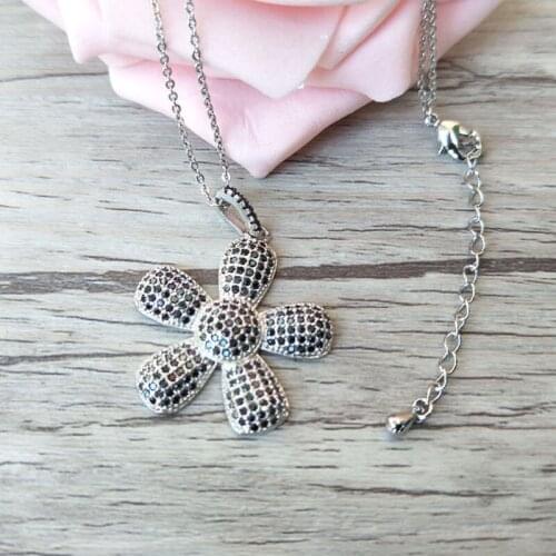 10 Pcs Fashion daisy flower Pendant Necklace,CZ zircon Micro pave crystal Charm Jewelry making for woman NK254