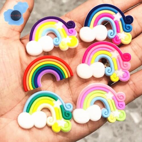 12Pcs Lovely Rainbow PVC Shoe Charms Garden Shoes Accessories Flowers Fit Holes DIY Wristbands Backpack Kids Gift Croc Jibz