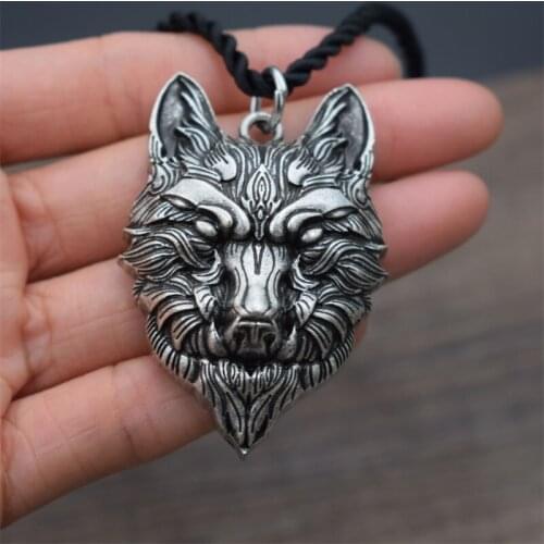 12pcs Ferocious wolf head necklace Blessing Lucky Pendants Christmas Gifts Punk Jewelry