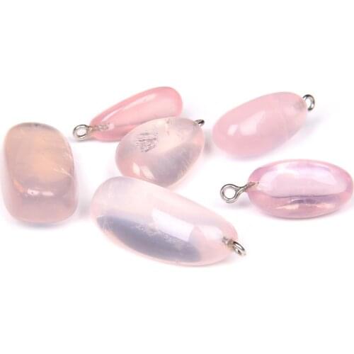 2-20Pc Natural Rose Quartz Pendants Irregular Pink Gem Stone Charms Healing Quartz Charms For Jewelry Making Women Necklace DIY