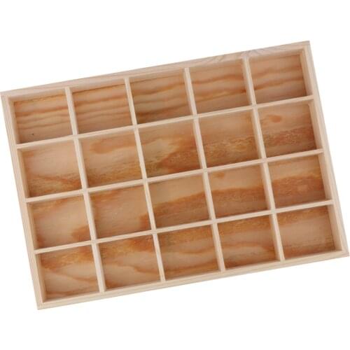 2Pcs Jewelry Sundries Storage Box Gift Box 20 Grids Wooden Jewelry Case