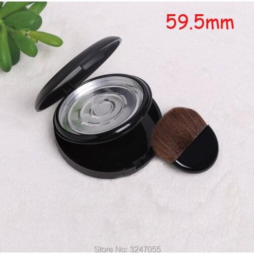 20pcs/lot 59.5mm Matte Black Classic High-end Blusher Container, Double-layer Plastic Frosted Eyeshadow Powder Case, Makeup Tool