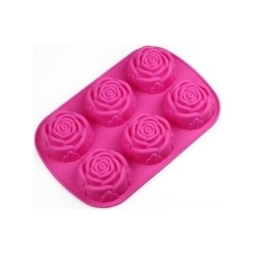 6 Rose Silicone Cake Baking Mold Cake Pan Muffin Cups Handmade Soap Moulds Biscuit Chocolate Ice Cube Tray DIY Mold