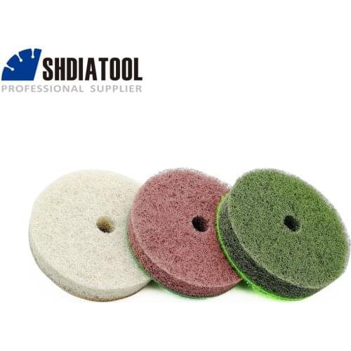 SHDIATOOL 6pcs Diameter 100mm Diamond Sponge Polishing Pads or 3 sets Dia 4"Sanding Disc For Softer Stones Marble Sandstone