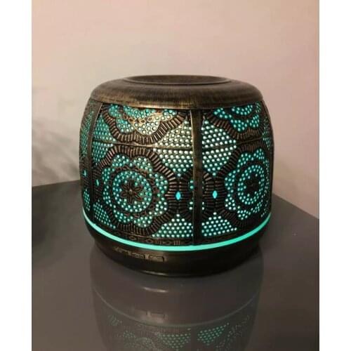 Aroma Diffuser 500ml bronze Metal Aromatherapy Diffuser for Essential Oil 7 Color Fragrance Lamp Humidifier for Baby Office Home