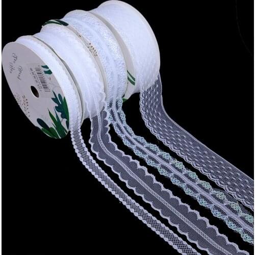 20yards 15/25/30/32mm White Lace Ribbon DIY Sewing Accessories Bilateral Handicrafts Embroidered Net Lace Trim Fabric Ribbon