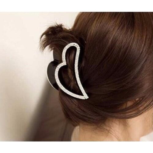 Large Small Size Hollow Heart Rhinestones Hair Jaw Claws Acrylic Hair Clips Accessories Women Headwear Hair Jewelry Tiara HC091A