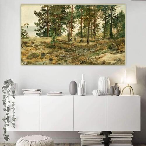 Citon Ivan Shishkin《On sandy soil. Mary-Howie on Finnish Railways》Canvas Art Oil Painting Backdrop Wall Decor Home Decoration