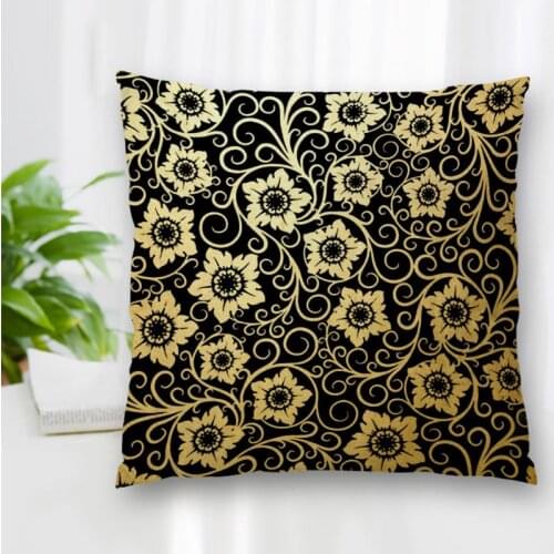 Custom Double Sided Square Pillow Case Art Black Gold Cushion Covers for Home Sofa Chair Decorative Pillowcases With Zipper