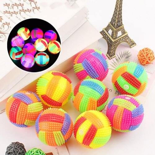 Elastic Ball Light Effect Plastic Interactive Toy Colorful Luminous Flashing Squeeze Sounding Stress Relief Bouncy Ball Kids Toy