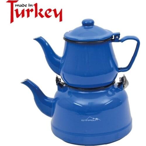 Nurgaz Campout Enamel Turkish Tea Pot Arabic Teapots Set Traditional Coffee Kettle Boiler Camping Made in Turkey Luxury Quality