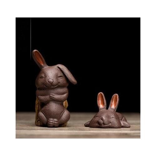 Purple Sand Tea Pet Can Raise Cute Bunny Zodiac Tea Play Window Home Decoration Ornaments Tea Ceremony Accessories Teaware