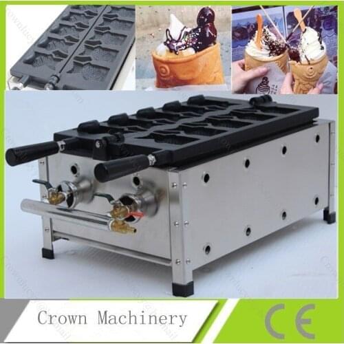 LPG Gas open Mouth Fish Ice Cream Cone Taiyaki Waffle Maker Machine Baker Iron