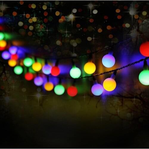 50LED 7M White Ball Solar Light Fairy String Light Outdoor 8modes Waterproof For Christmas Party Wedding Decorative Garden Light