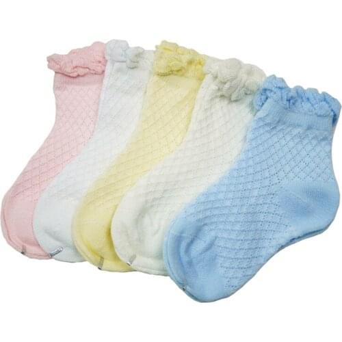 Cotton Strip Boy Sock Candy Color Girl Lace Loose Mesh Spring Summer Thin Socks 10pairs/lot