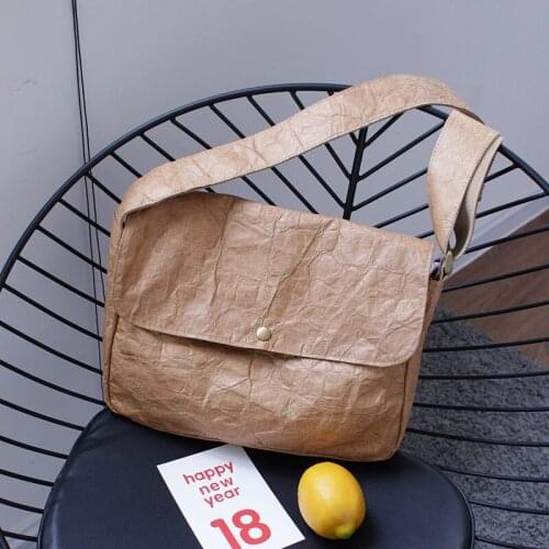 Canvas Kraft Paper Shopper Bags Wallets Women Bag for 2021 Girls Female Shopping Casual Retro Fold Messenger Purses and Handbags