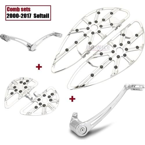 Chromed Gauge Softail Fatboy Deluxe FLSTN footboard floorboards brake Shift Levers pegs for harley Heritage FLSTC 2000-2017