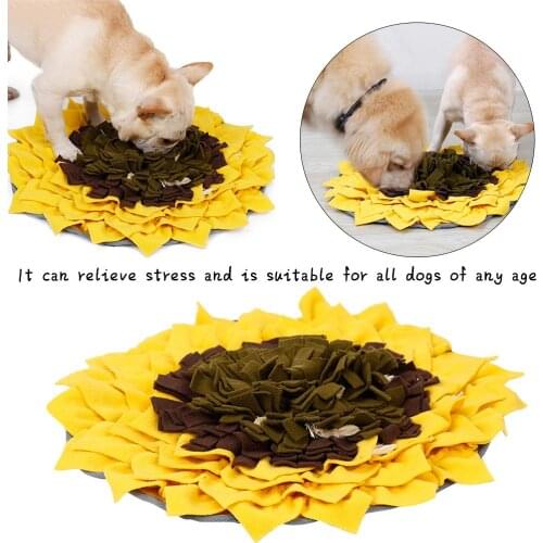 48*48cm Sunflower Shape Dog Sniffing Mat Pet Snuffle Pad Smell Training Puzzle Toy Feeding Training Pad Prevent Damage Home