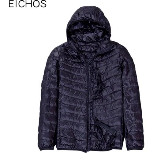 Autumn Winter Ultra Light Duck Down Jacket Men Hooded Down Coat Solid Color Lightweight Down Jackets Warm Casual Outwear