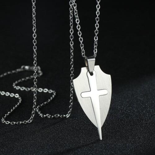 New Gothic Pendants Cross Necklace Cool Street Style Necklaces For Men Women Unusual Chain Stainless Steel Punk Jewelry