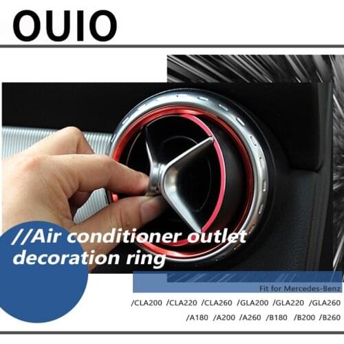 OUIO 5pcs Car Center Console Air Vent Outlet Rings Circle Sticker For Mercedes Benz A B GLA CLA Class W176 W246 Auto Accessories